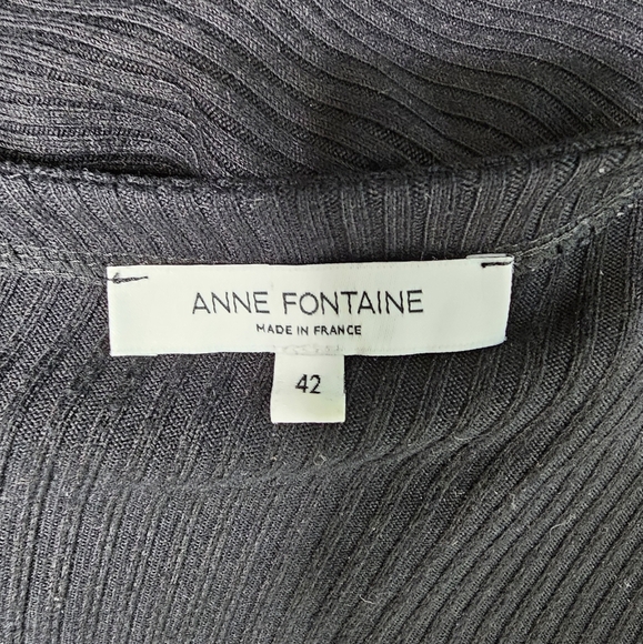 Anne Fontaine Aloyse Black Sweater Wrap Dress Slit Puff Balloon Sleeve Size 42 - Picture 10 of 13